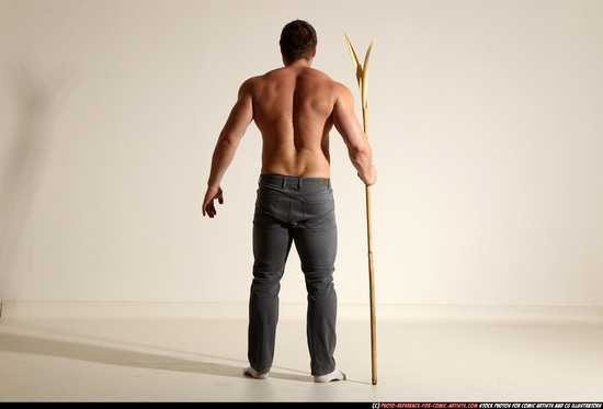 Man Adult Muscular White Magic Moving poses Pants