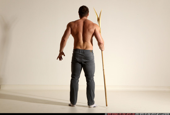 Man Adult Muscular White Magic Moving poses Pants