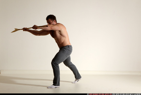 Man Adult Muscular White Magic Moving poses Pants