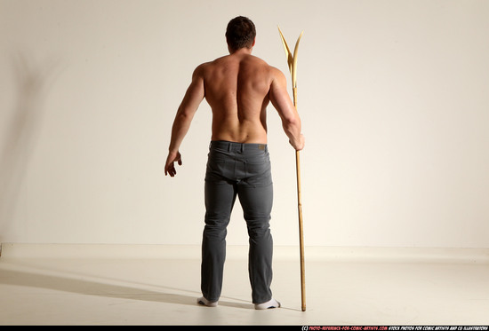 Man Adult Muscular White Magic Moving poses Pants