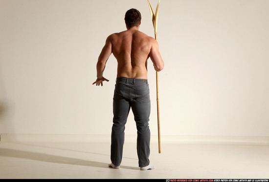 Man Adult Muscular White Magic Moving poses Pants