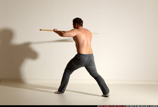 Man Adult Muscular White Magic Moving poses Pants