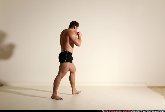 Man Adult Muscular White Kick fight Moving poses Underwear