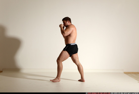 Man Adult Muscular White Kick fight Moving poses Underwear