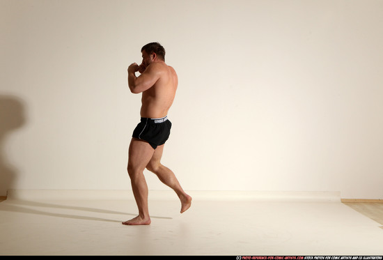 Man Adult Muscular White Kick fight Moving poses Underwear