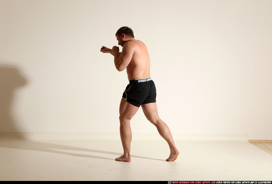 Man Adult Muscular White Fist fight Moving poses Underwear