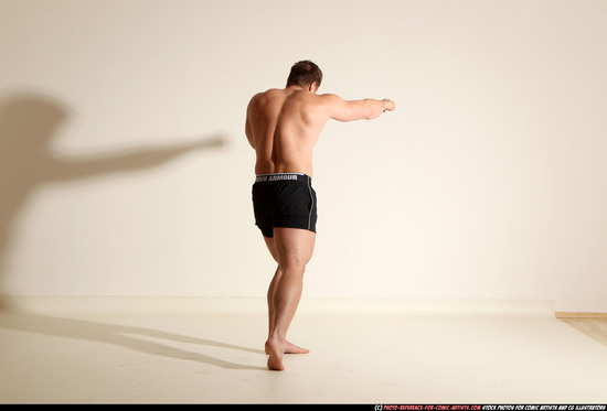 Man Adult Muscular White Fist fight Moving poses Underwear