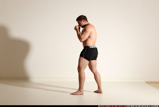 Man Adult Muscular White Fist fight Moving poses Underwear