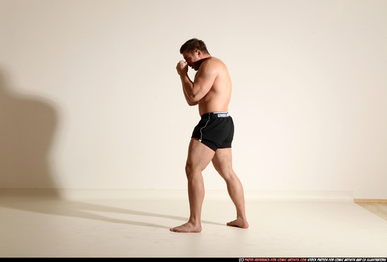 Man Adult Muscular White Fist fight Moving poses Underwear