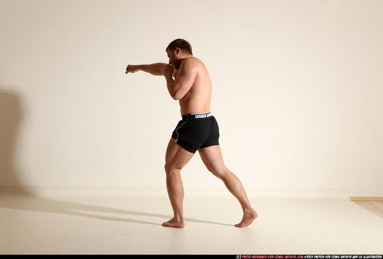 Man Adult Muscular White Fist fight Moving poses Underwear