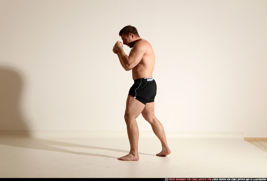 Man Adult Muscular White Fist fight Moving poses Underwear