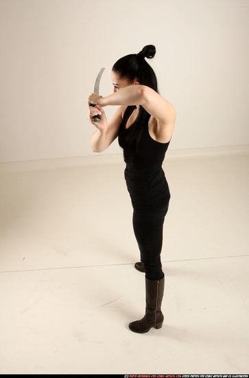 Woman Adult Athletic White Fighting with sword Standing poses Casual