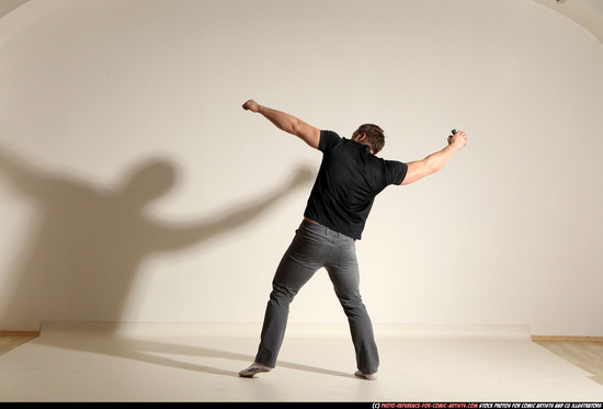 Man Adult Muscular White Throwing Moving poses Casual