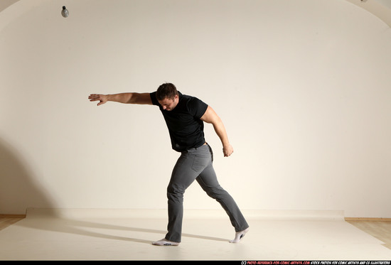 Man Adult Muscular White Throwing Moving poses Casual