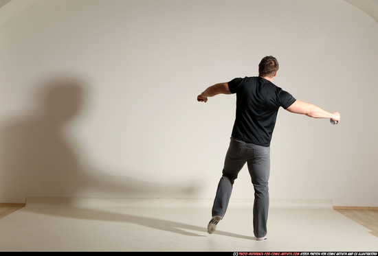 Man Adult Muscular White Throwing Moving poses Casual