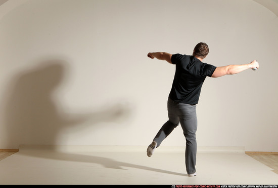 Man Adult Muscular White Throwing Moving poses Casual