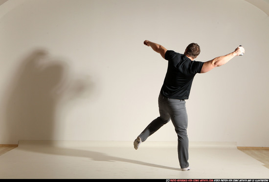 Man Adult Muscular White Throwing Moving poses Casual