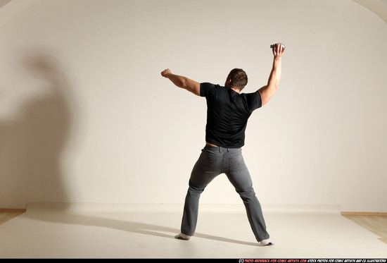 Man Adult Muscular White Throwing Moving poses Casual