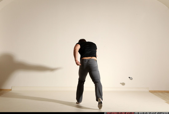 Man Adult Muscular White Throwing Moving poses Casual