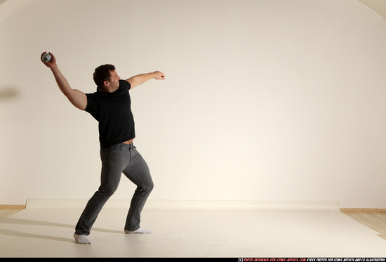 Man Adult Muscular White Throwing Moving poses Casual