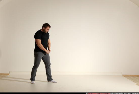 Man Adult Muscular White Throwing Moving poses Casual