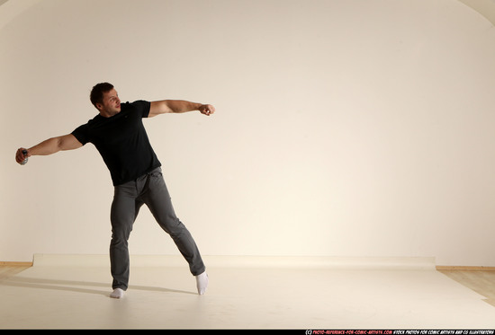 Man Adult Muscular White Throwing Moving poses Casual