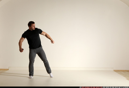 Man Adult Muscular White Throwing Moving poses Casual