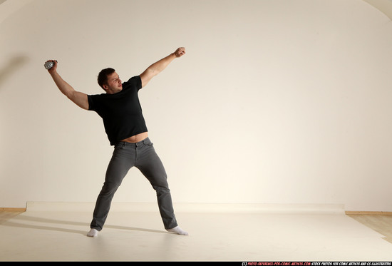 Man Adult Muscular White Throwing Moving poses Casual