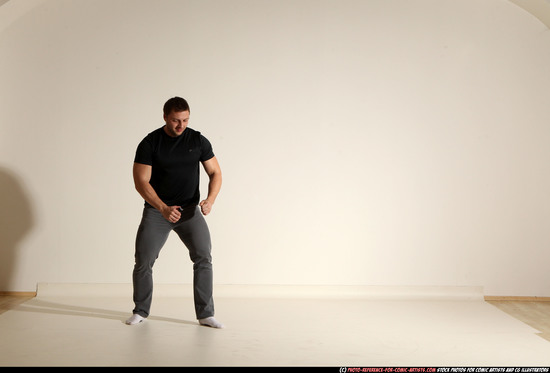 Man Adult Muscular White Throwing Moving poses Casual