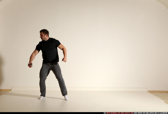 Man Adult Muscular White Throwing Moving poses Casual