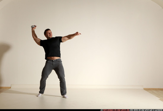 Man Adult Muscular White Throwing Moving poses Casual