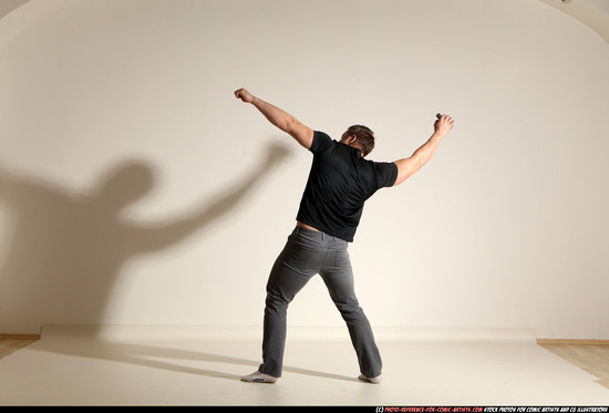 Man Adult Muscular White Throwing Moving poses Casual