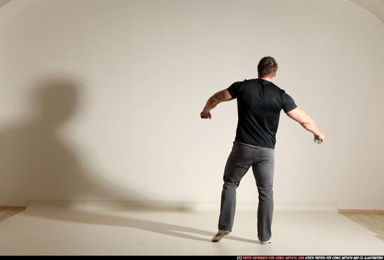 Man Adult Muscular White Throwing Moving poses Casual