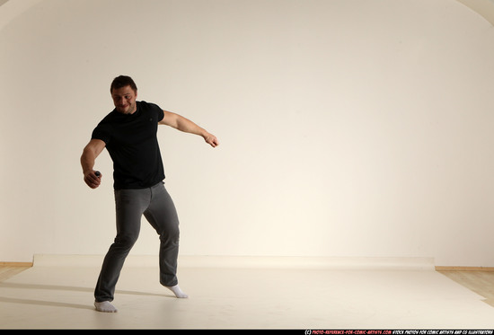 Man Adult Muscular White Throwing Moving poses Casual