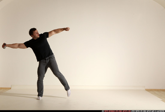 Man Adult Muscular White Throwing Moving poses Casual