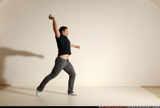 Man Adult Muscular White Throwing Moving poses Casual