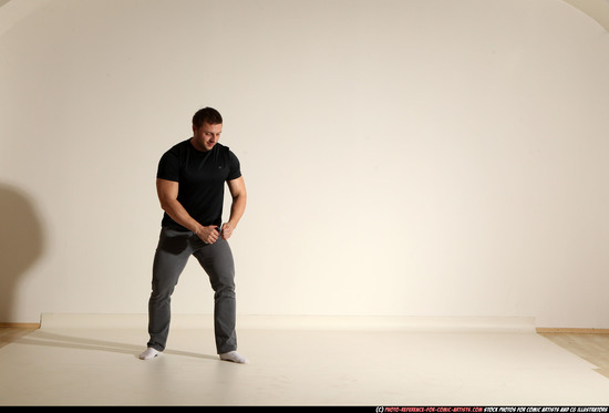 Man Adult Muscular White Throwing Moving poses Casual