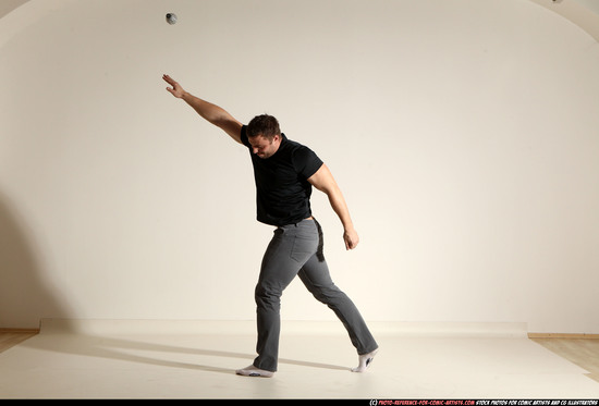 Man Adult Muscular White Throwing Moving poses Casual