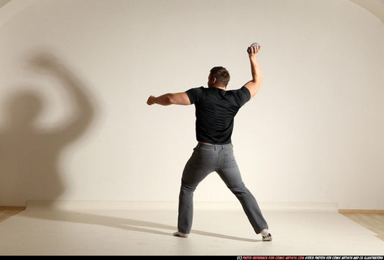 Man Adult Muscular White Throwing Moving poses Casual