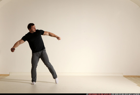 Man Adult Muscular White Throwing Moving poses Casual