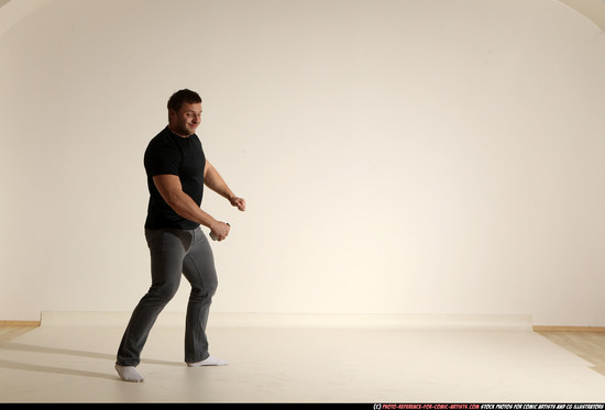 Man Adult Muscular White Throwing Moving poses Casual