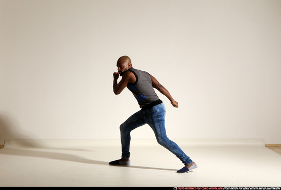 Man Adult Athletic Black Moving poses Casual Dance