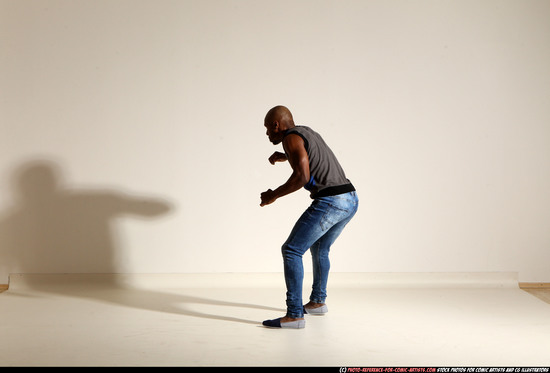 Man Adult Athletic Black Moving poses Casual Dance