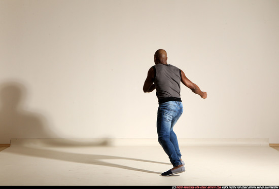 Man Adult Athletic Black Moving poses Casual Dance