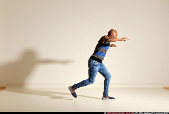 Man Adult Athletic Black Moving poses Casual Dance