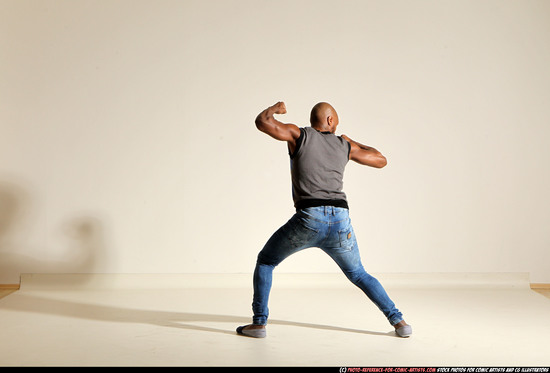 Man Adult Athletic Black Moving poses Casual Dance