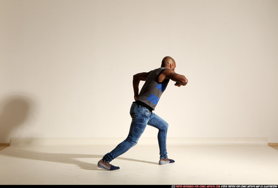 Man Adult Athletic Black Moving poses Casual Dance