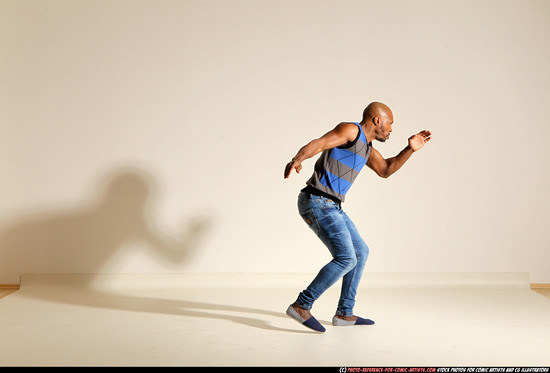 Man Adult Athletic Black Moving poses Casual Dance