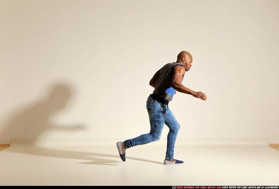 Man Adult Athletic Black Moving poses Casual Dance