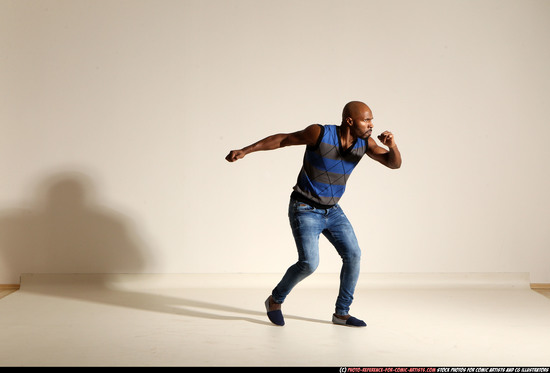 Man Adult Athletic Black Moving poses Casual Dance